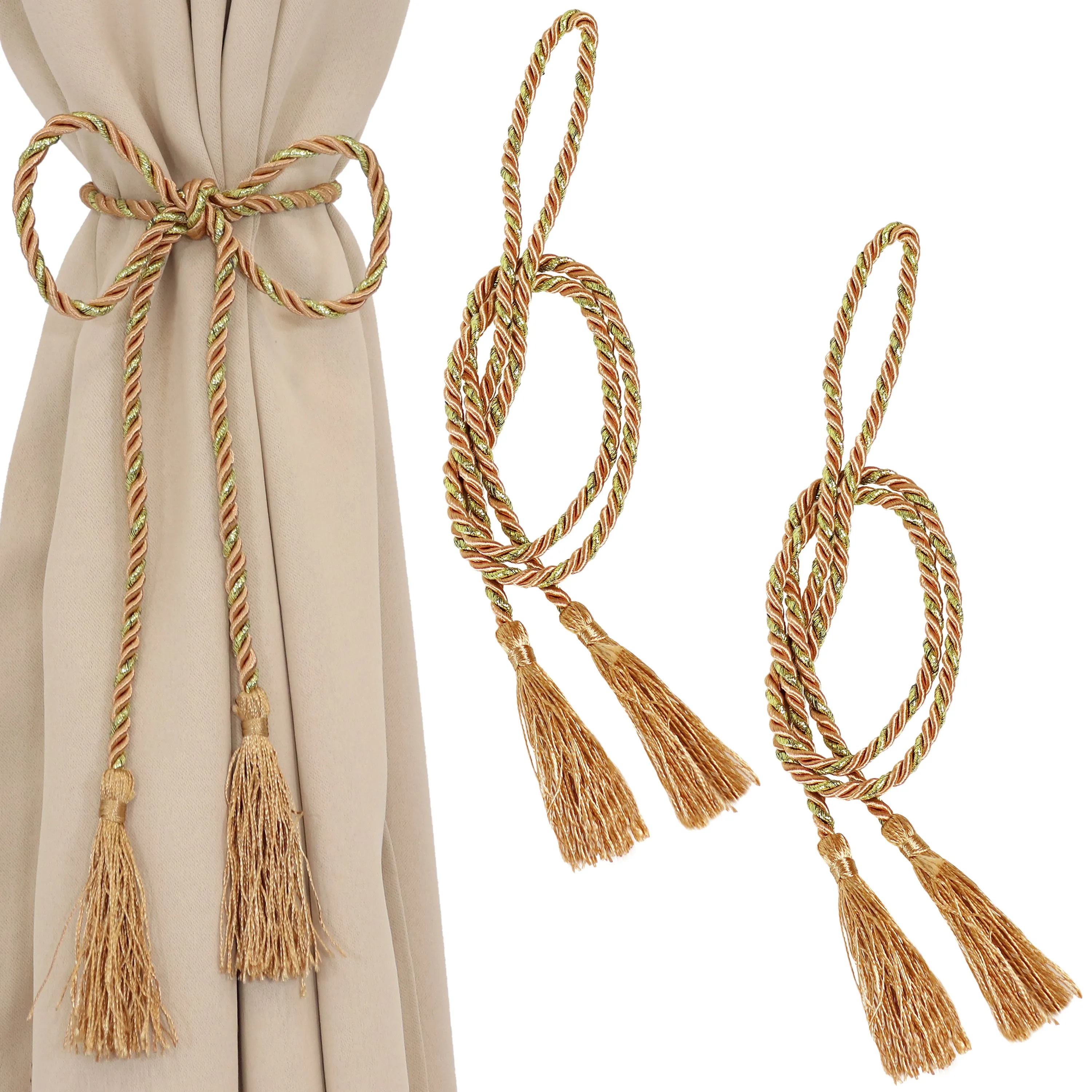 Sunnydaze Indoor/Outdoor Rope Curtain Tiebacks with Tassels