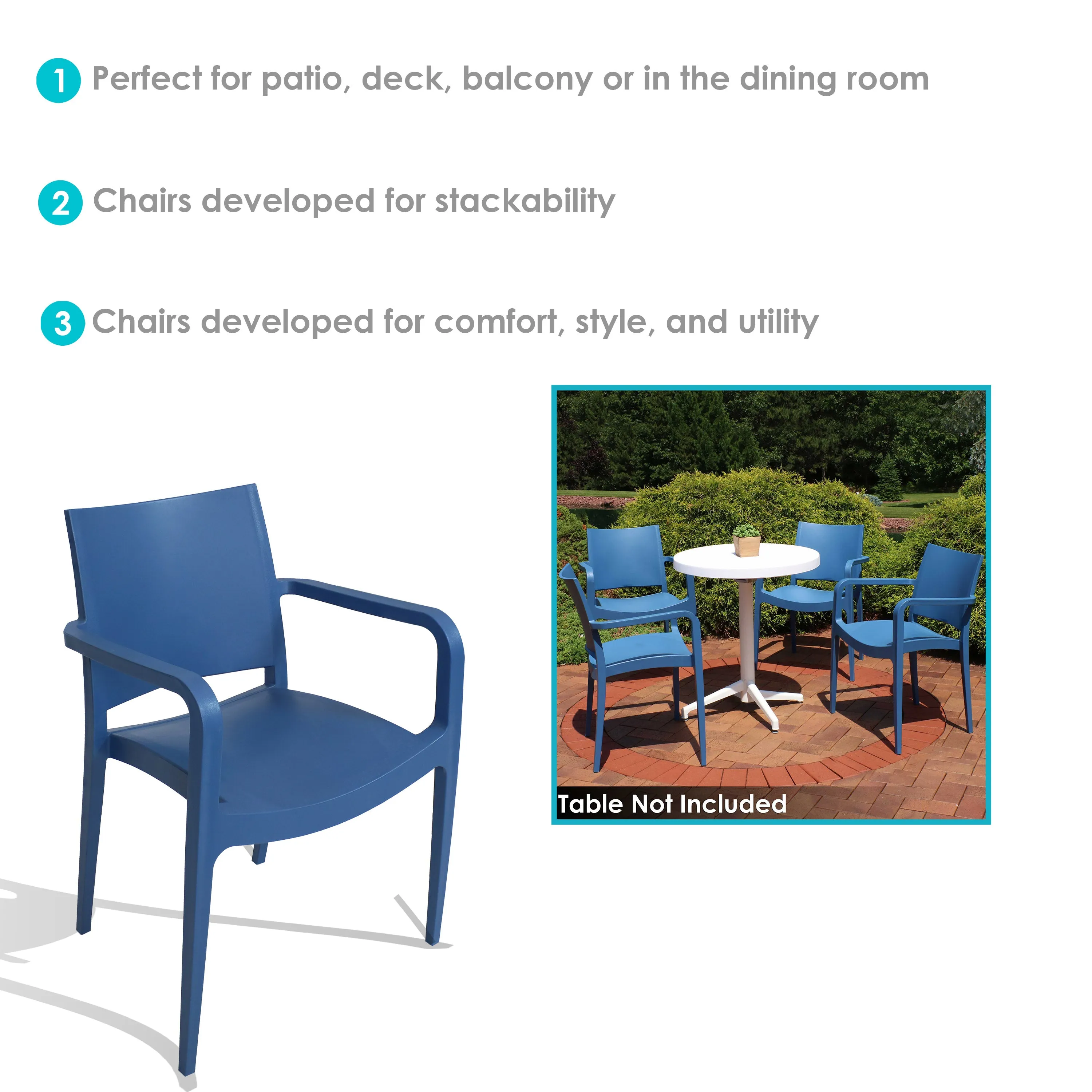 Sunnydaze Landon Outdoor Plastic Dining Armchair