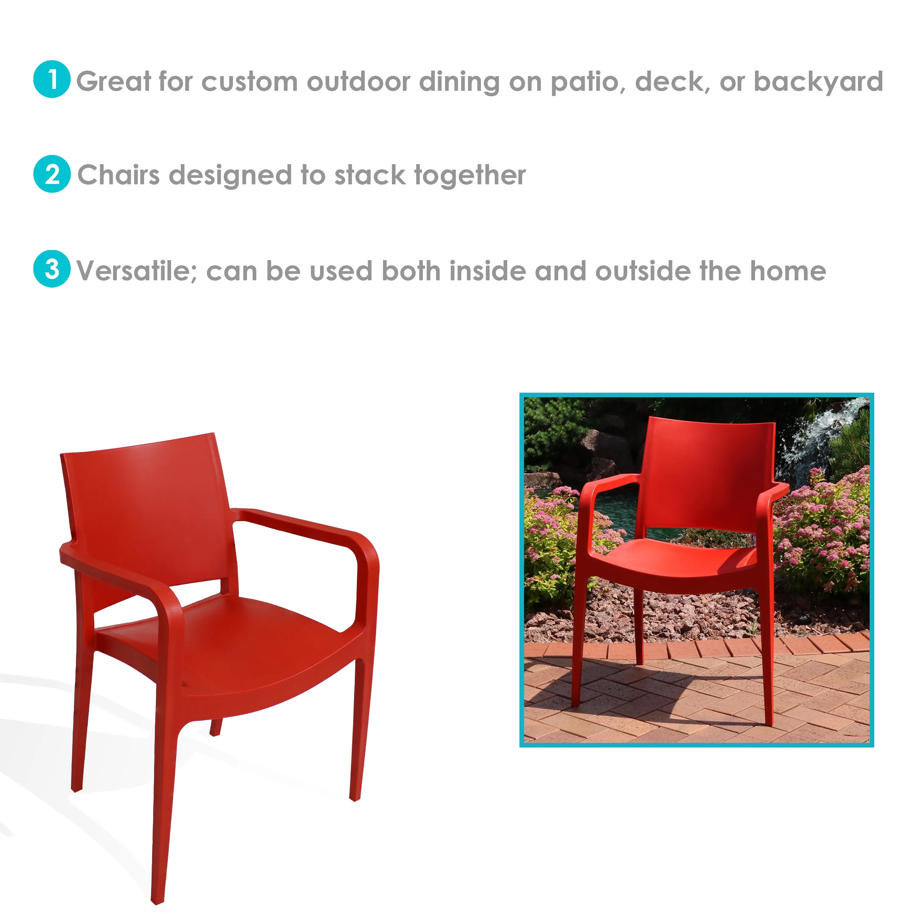 Sunnydaze Landon Outdoor Plastic Dining Armchair