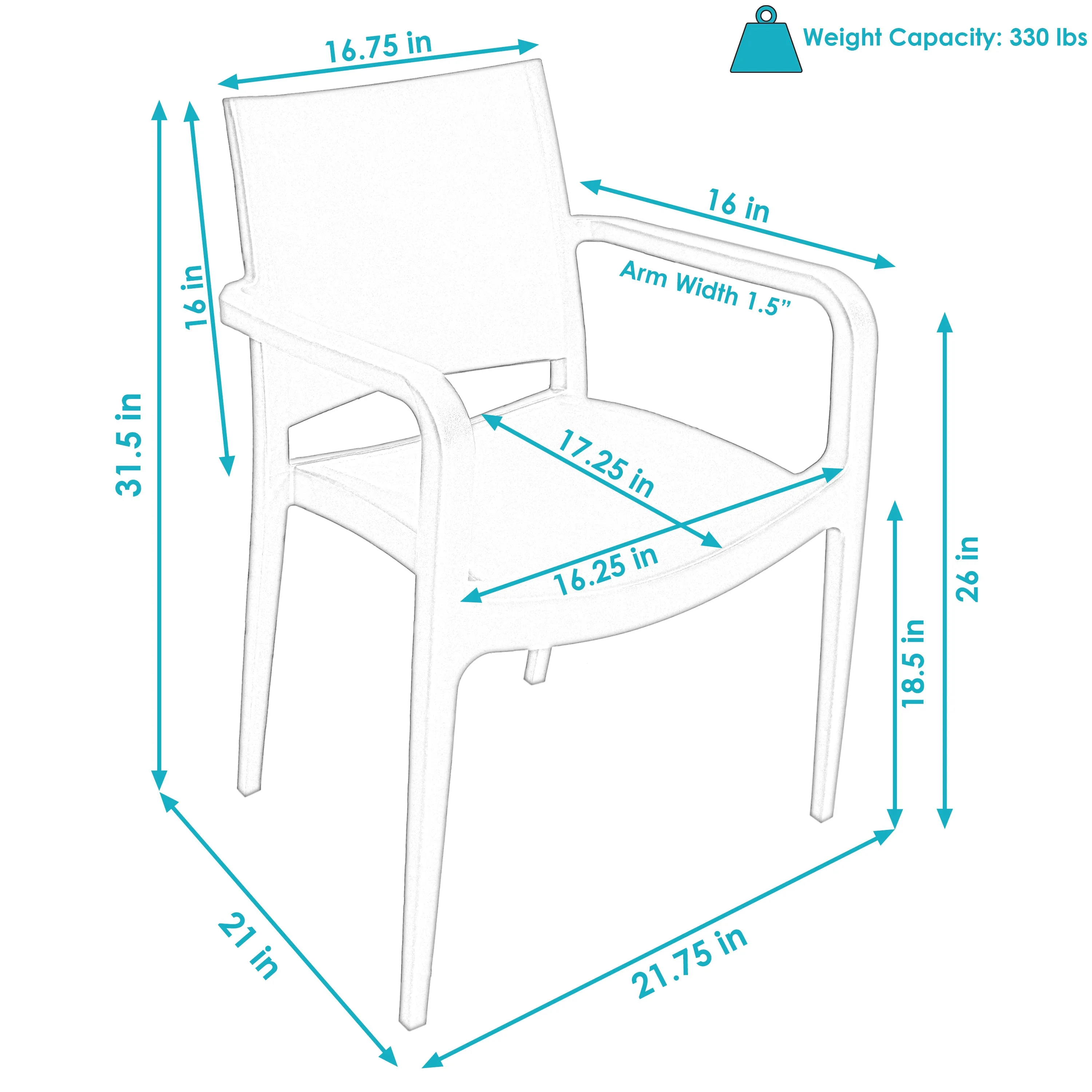 Sunnydaze Landon Outdoor Plastic Dining Armchair