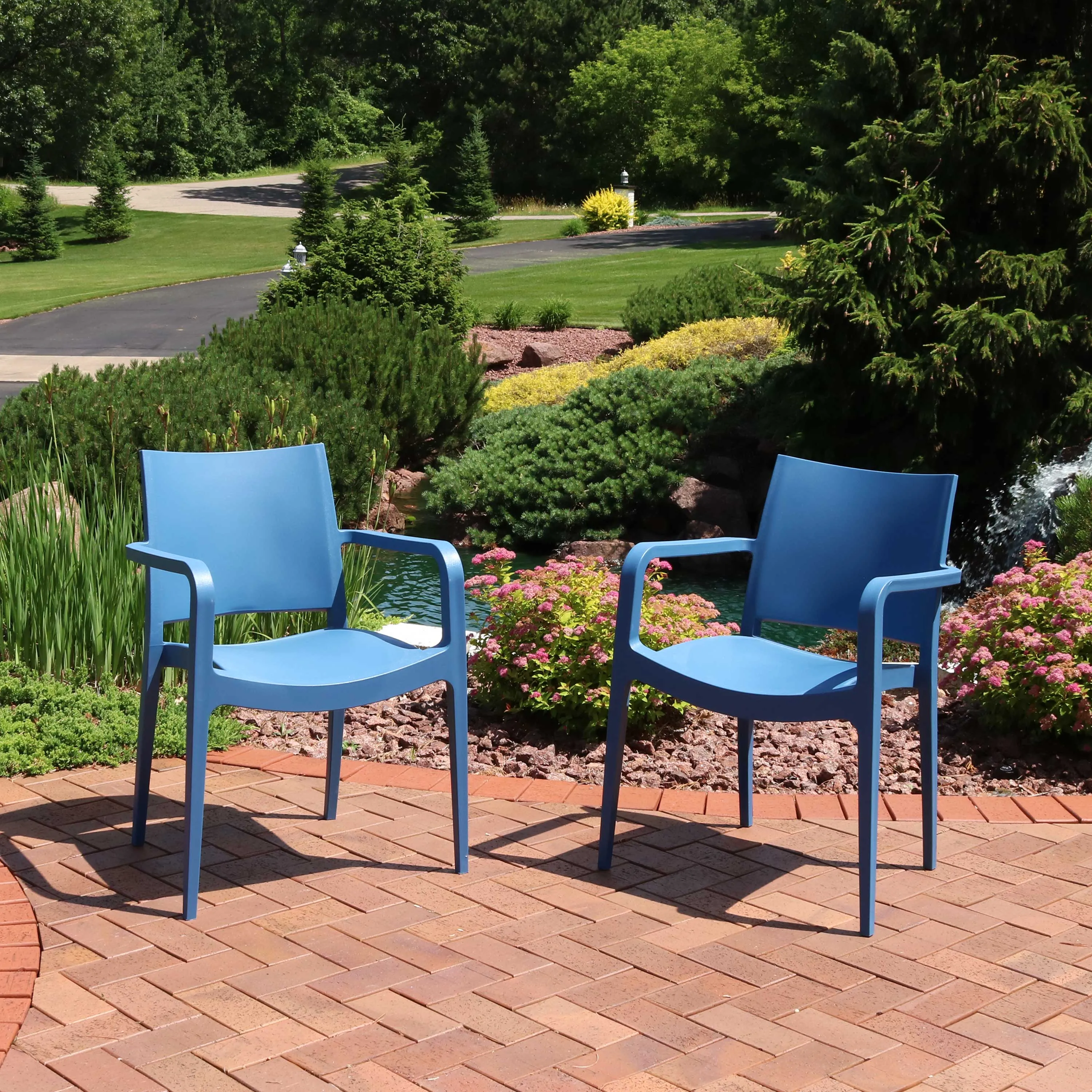 Sunnydaze Landon Outdoor Plastic Dining Armchair