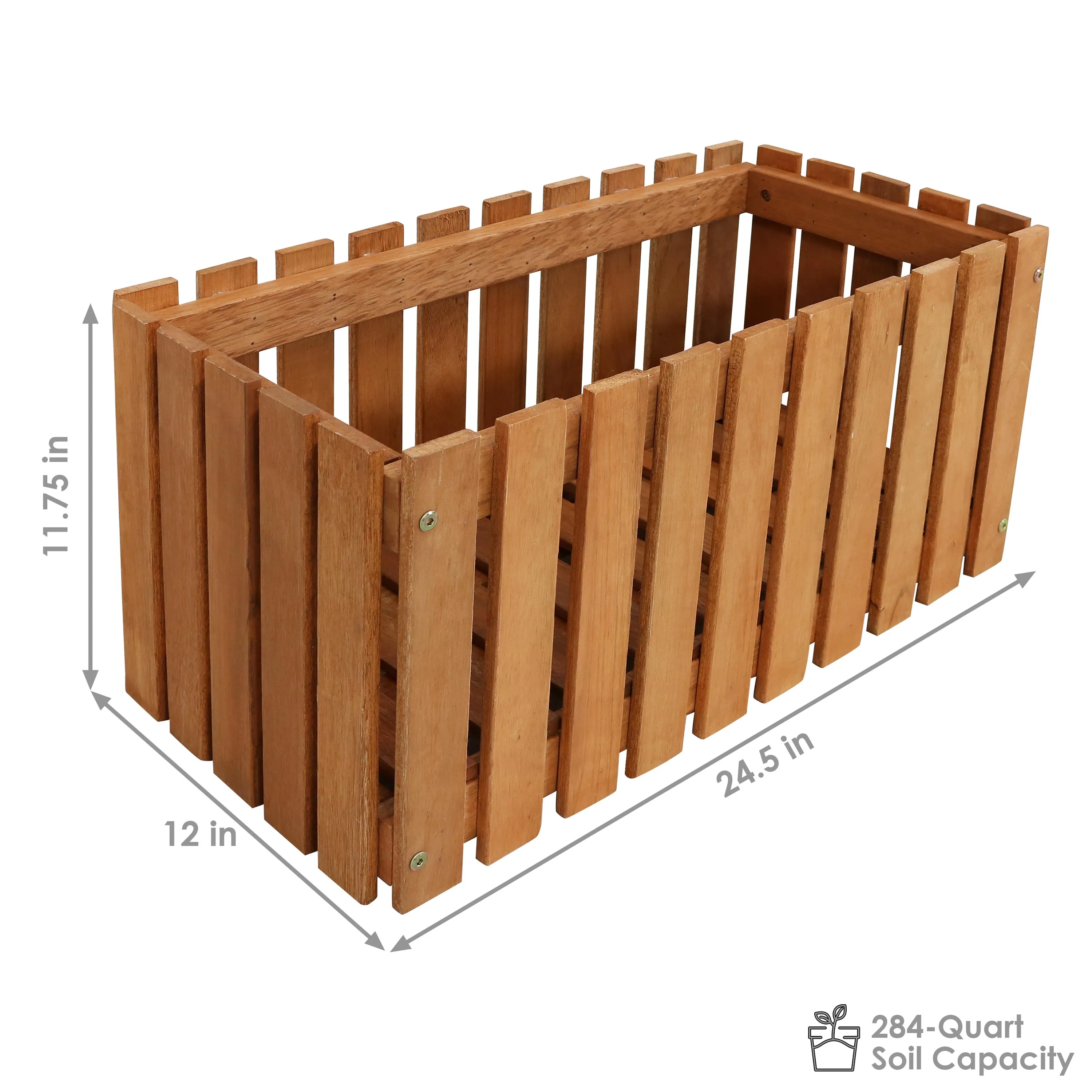 Sunnydaze Meranti Wood Picket Style Outdoor Planter Box - 24"