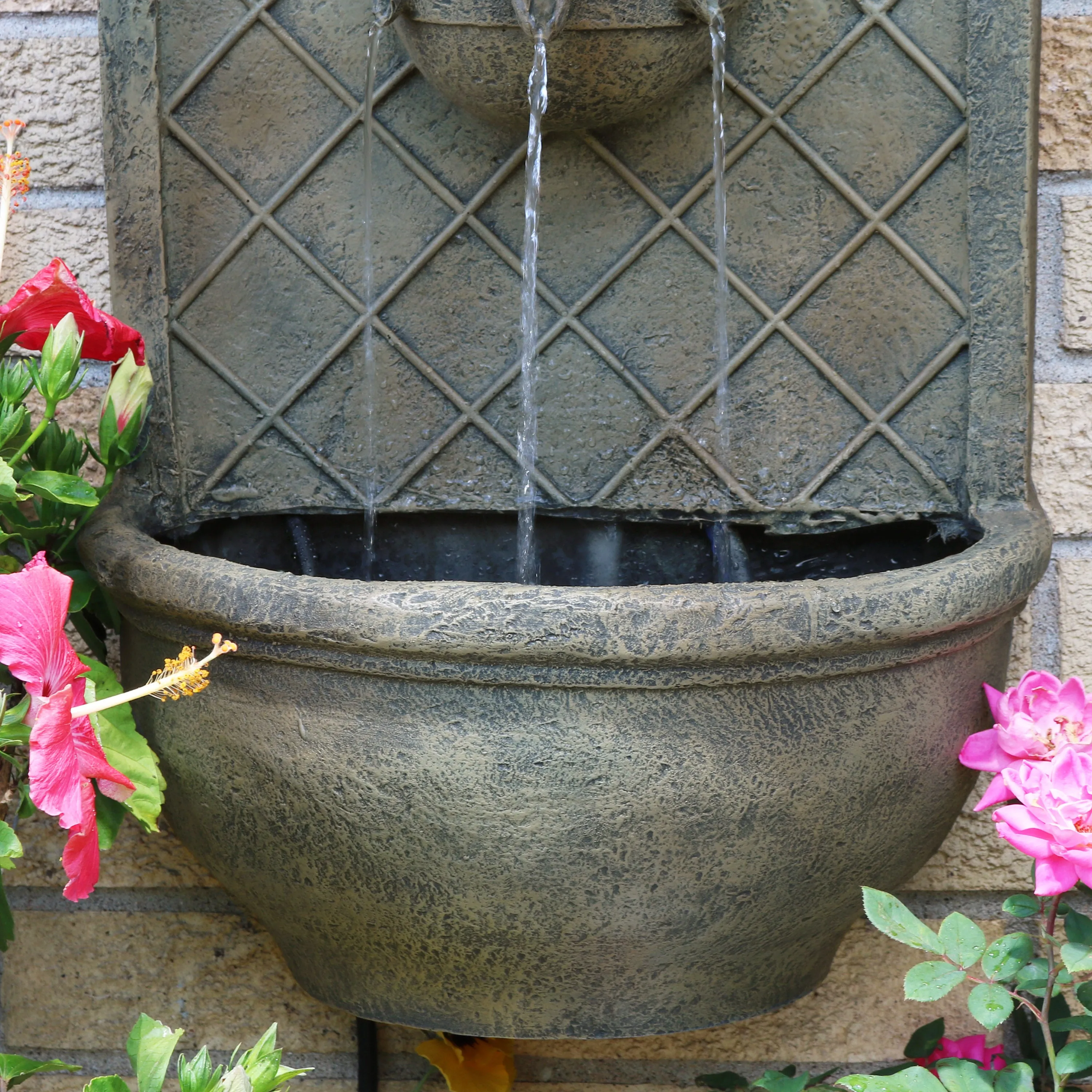 Sunnydaze Messina Solar Wall Fountain - 26" H