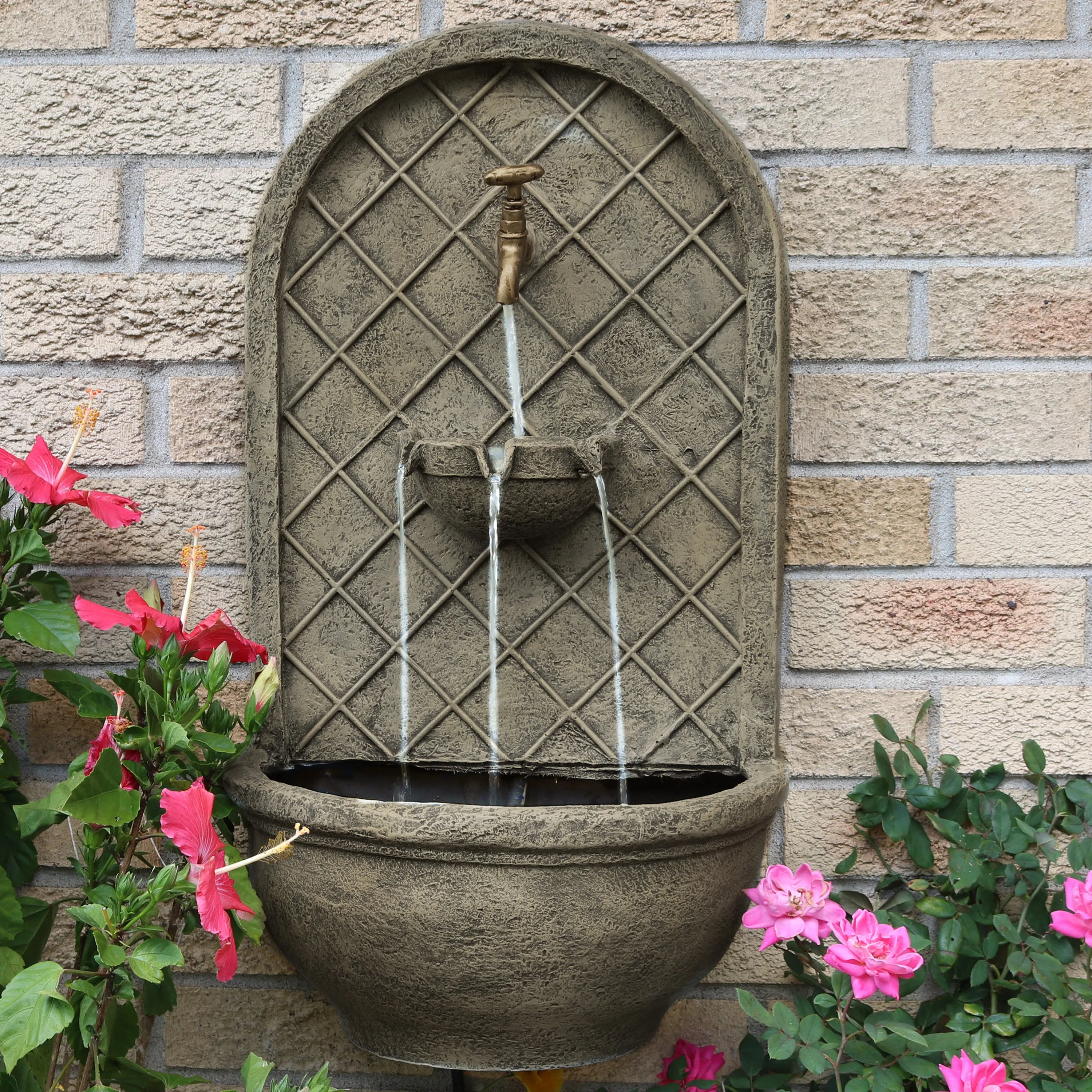 Sunnydaze Messina Solar Wall Fountain - 26" H