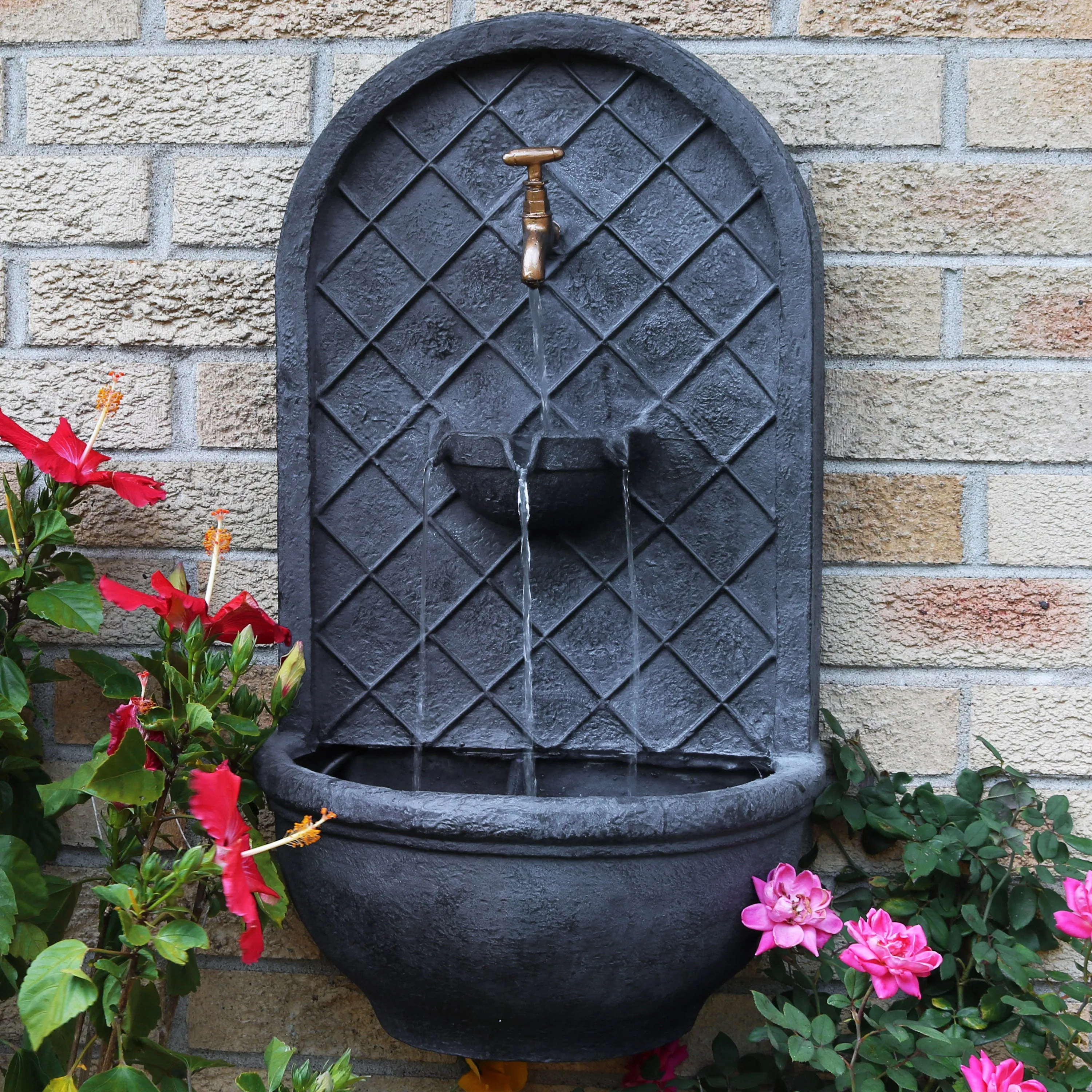 Sunnydaze Messina Solar Wall Fountain - 26" H