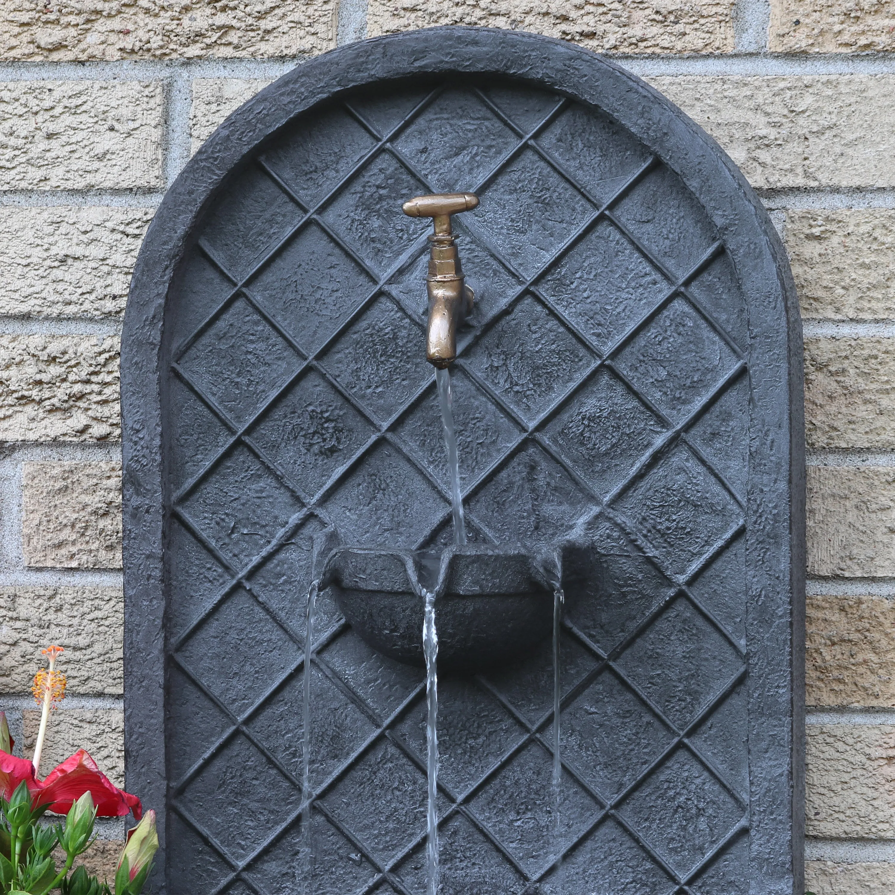 Sunnydaze Messina Solar Wall Fountain - 26" H