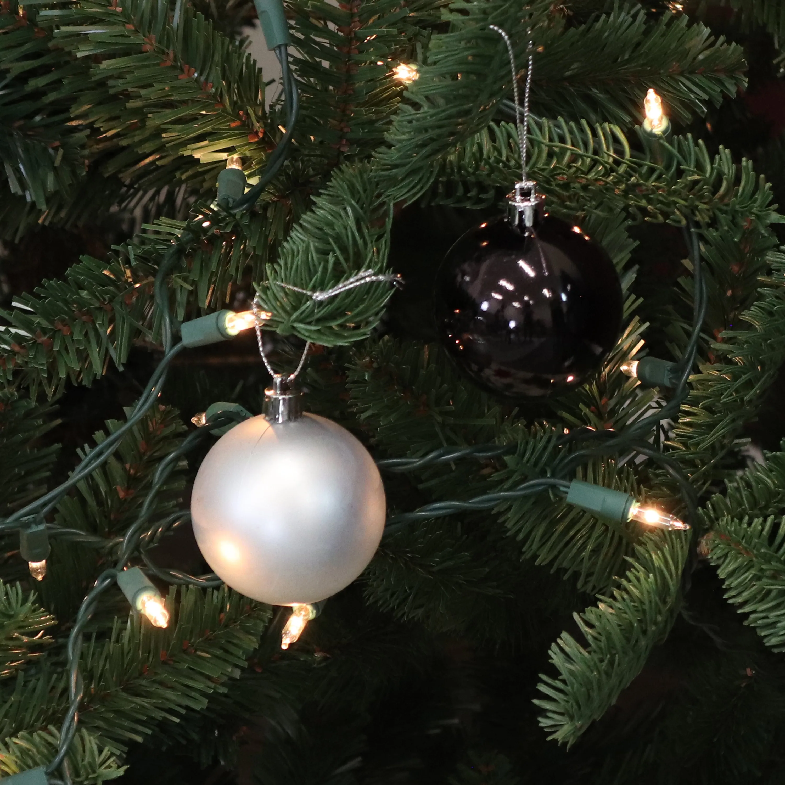 Sunnydaze Modern Holiday 50pc Christmas Ornament Balls - Black and Silver