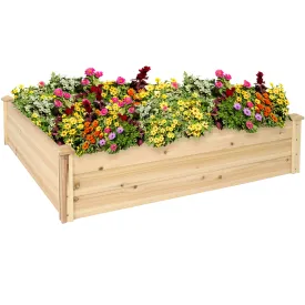 Sunnydaze Outdoor Square Wood Raised Garden Bed - 48" Square