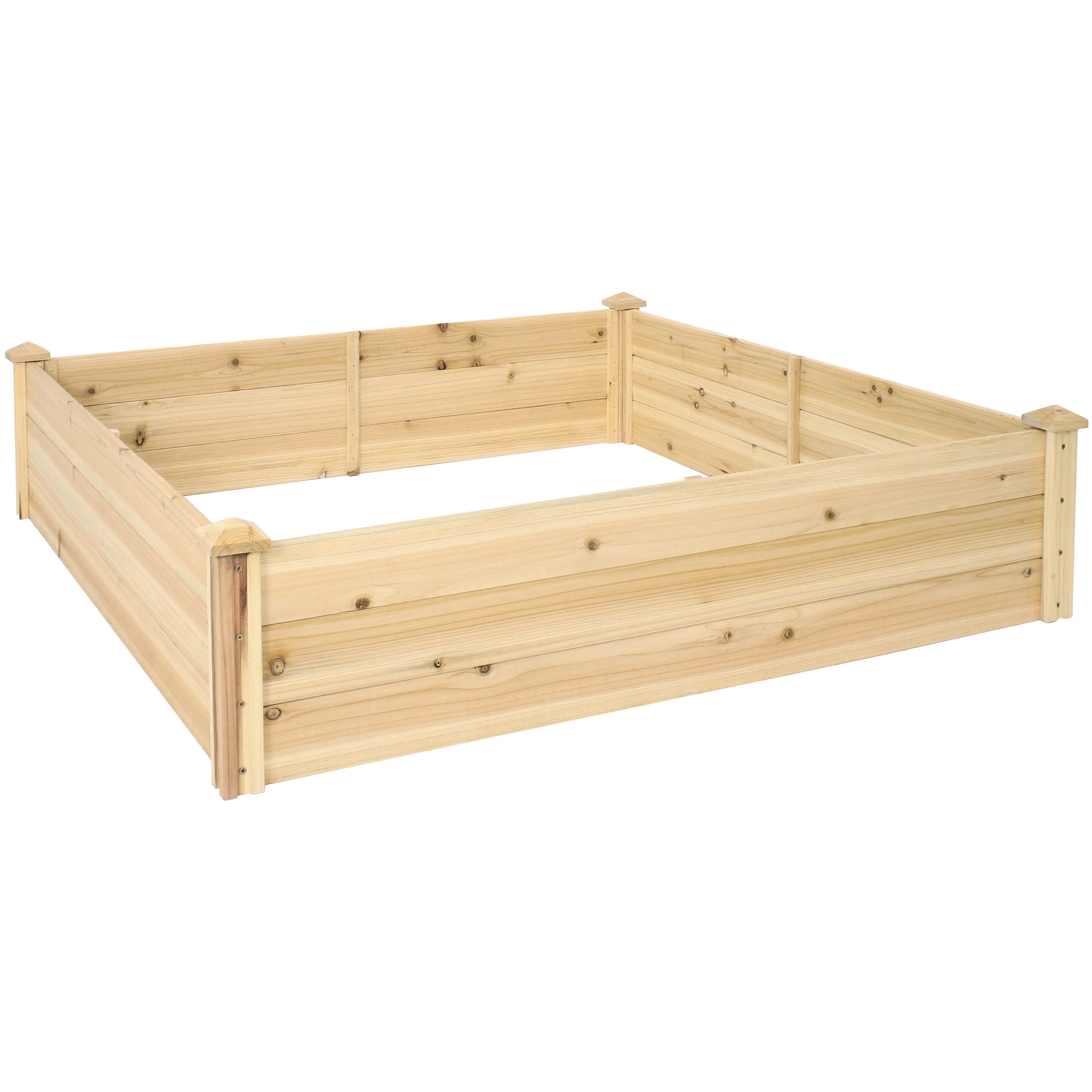 Sunnydaze Outdoor Square Wood Raised Garden Bed - 48" Square