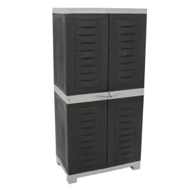 Sunnydaze Plastic Lockable Storage Cabinet with 3 Adjustable Shelves - Gray