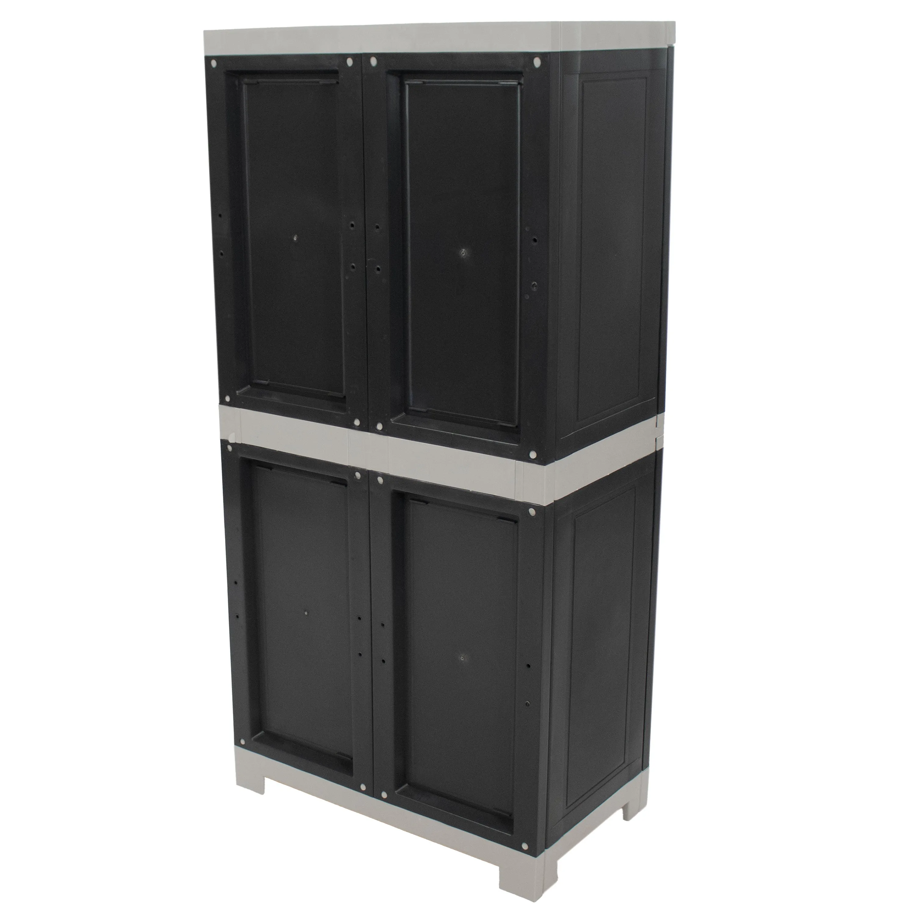 Sunnydaze Plastic Lockable Storage Cabinet with 3 Adjustable Shelves - Gray