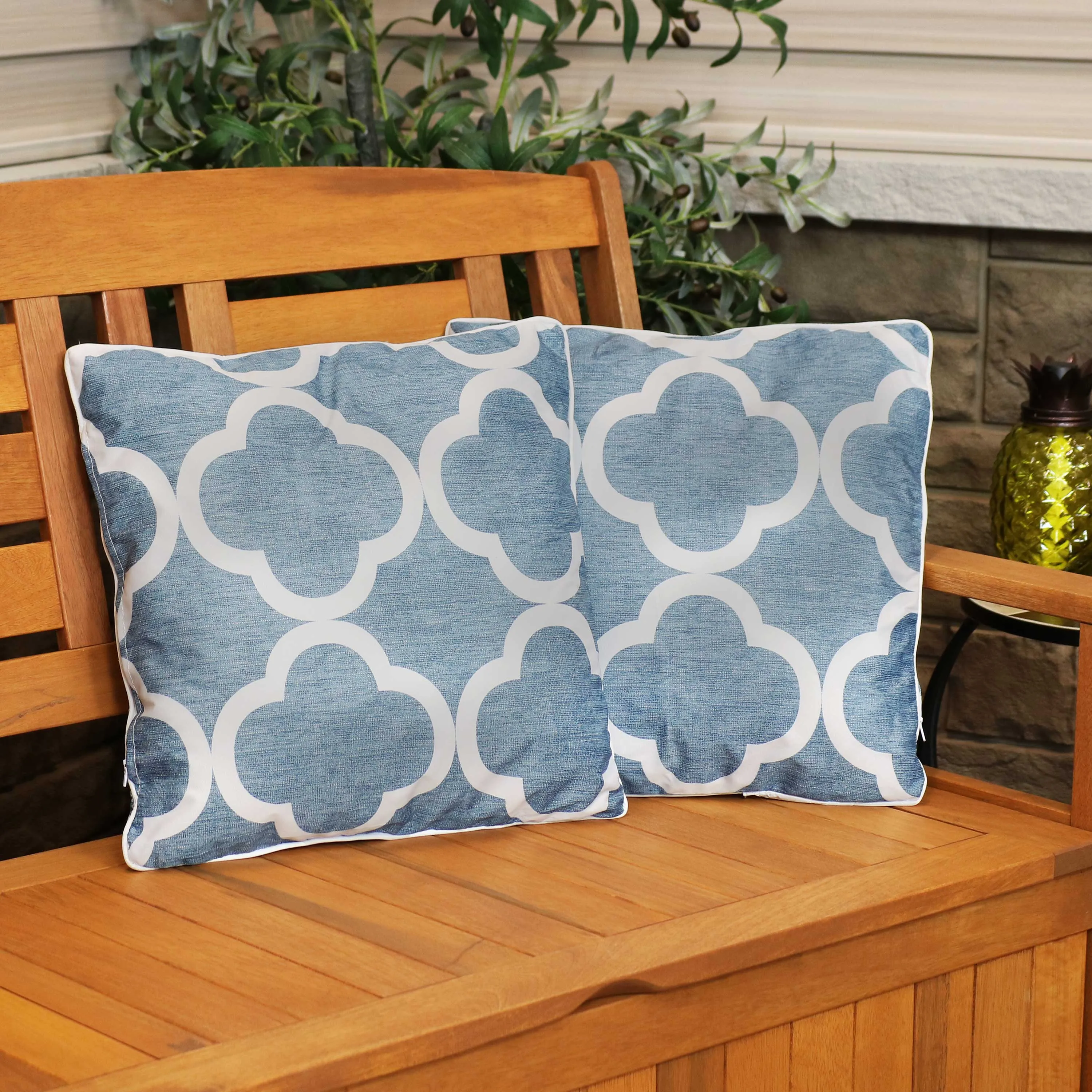 Sunnydaze Polyester Outdoor Decorative Throw Pillow - Set of 2