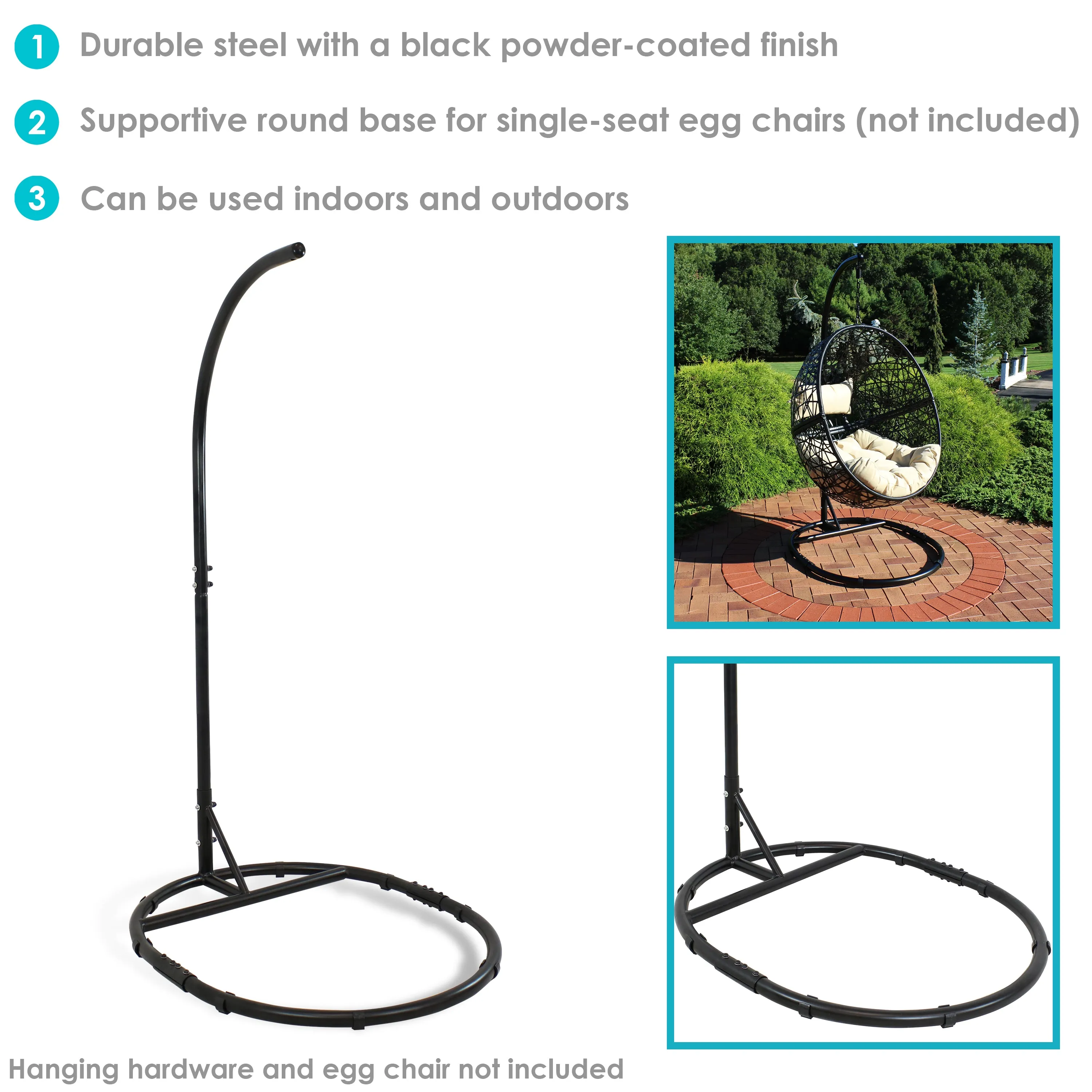 Sunnydaze Steel Egg Chair Stand with Round Base - 76"