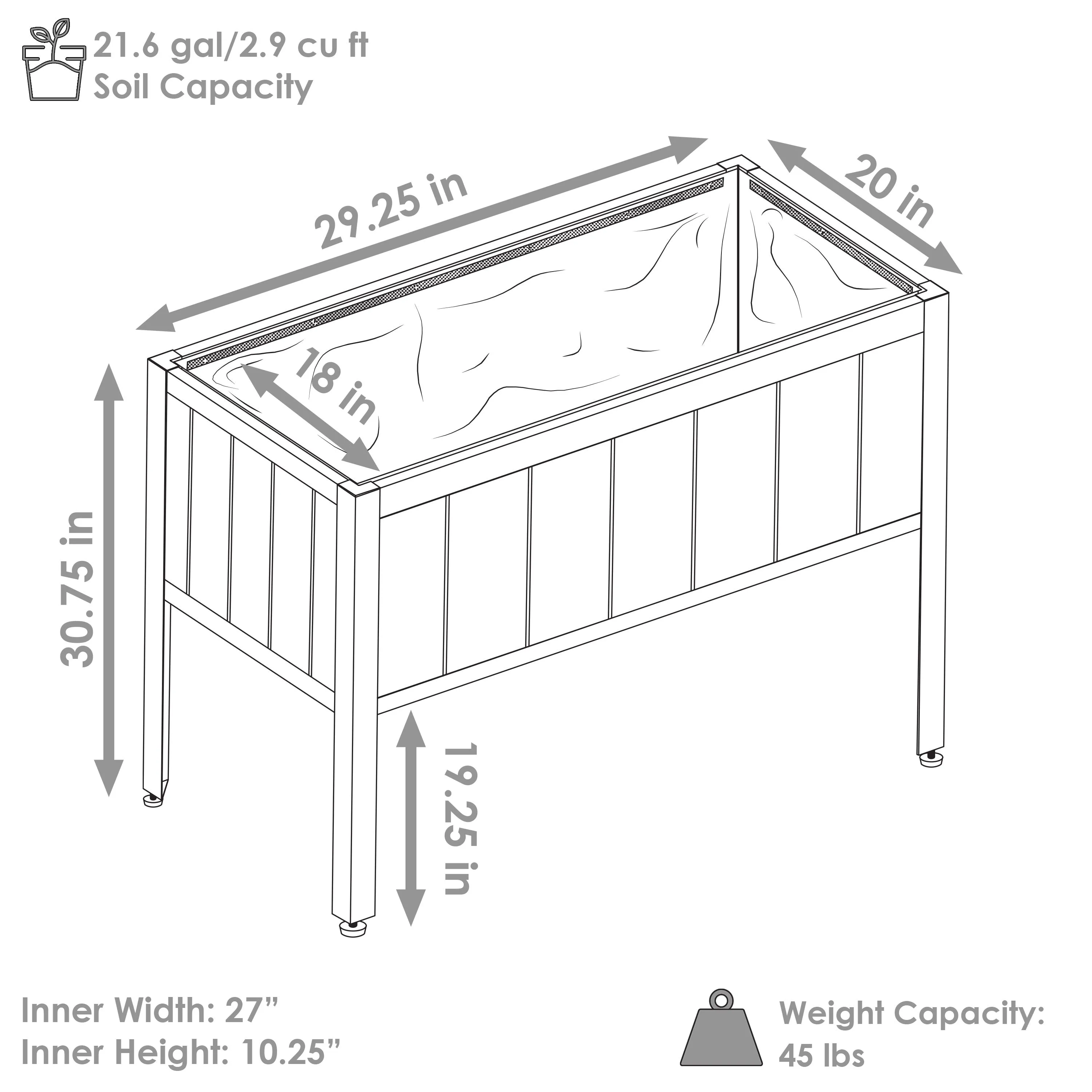 Sunnydaze Steel-Framed Acacia Wood Raised Garden Bed with Legs - 30.75" H