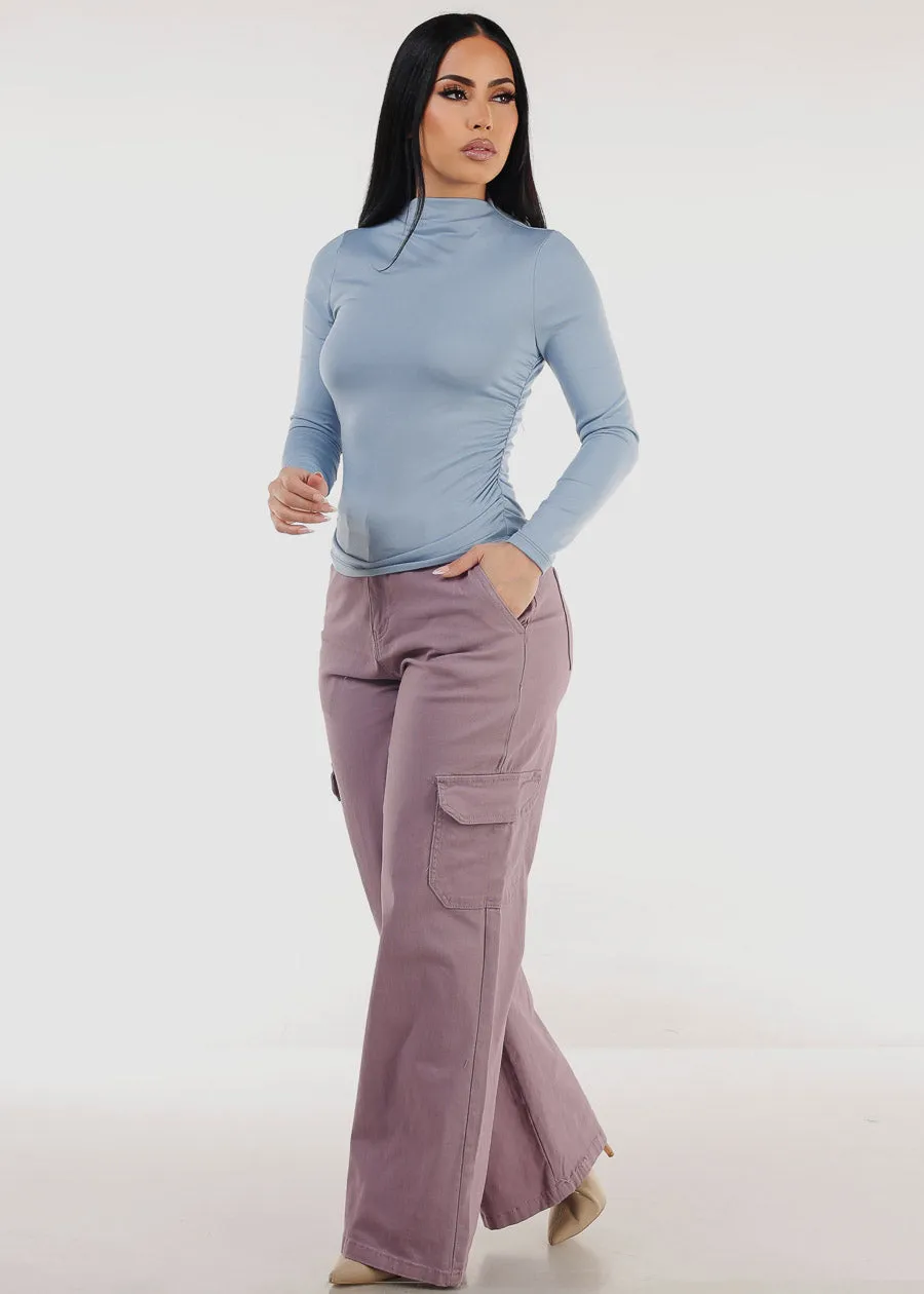 Super High Waist Wide Leg Cargo Jeans Lilac