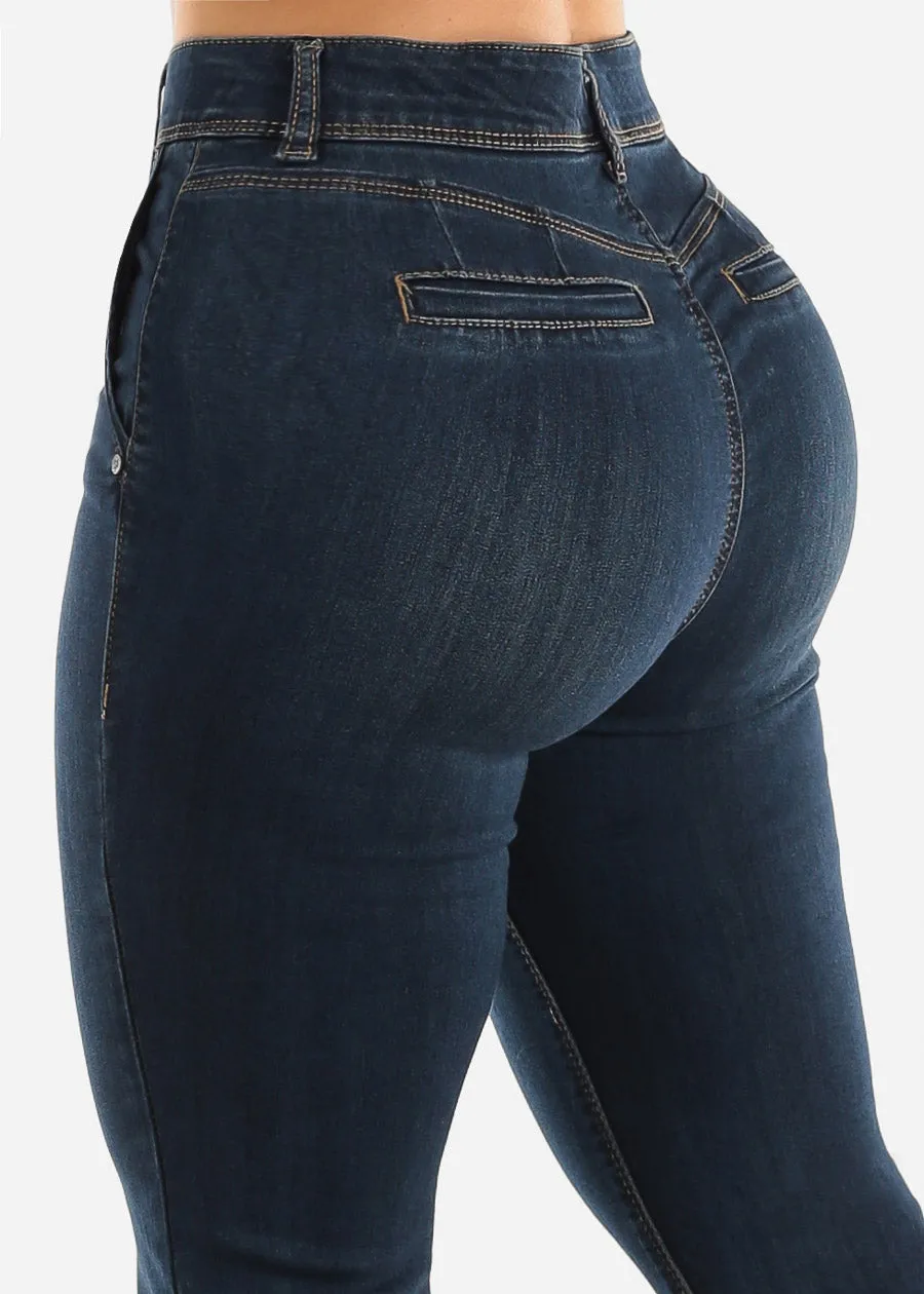 Super High Waisted Butt Lifting Bootcut Jeans Dark Wash