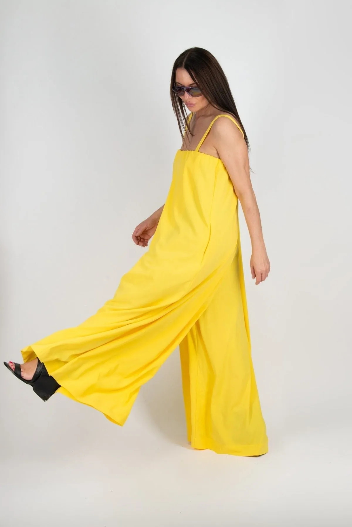 TALIA Yellow Off Shoulders Jumpsuit for Plus Size Women