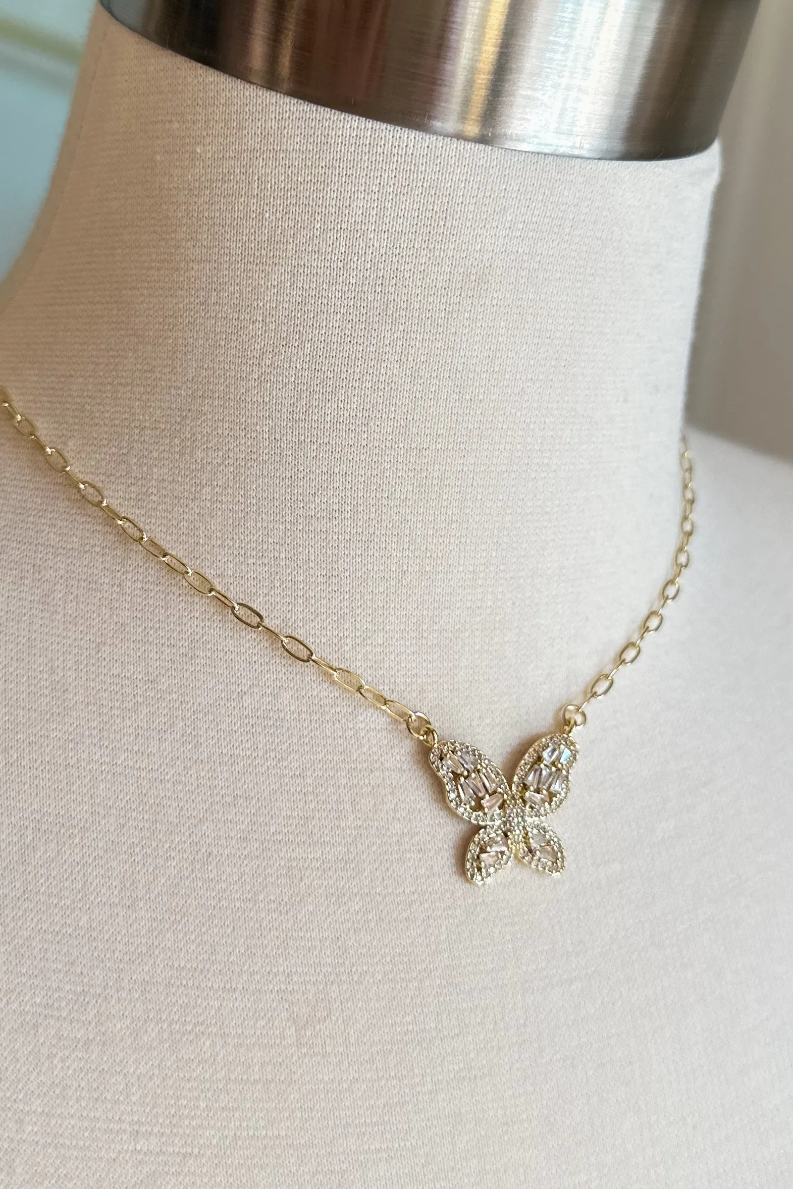 Treasure Jewels Crystal Butterfly Charm Necklace