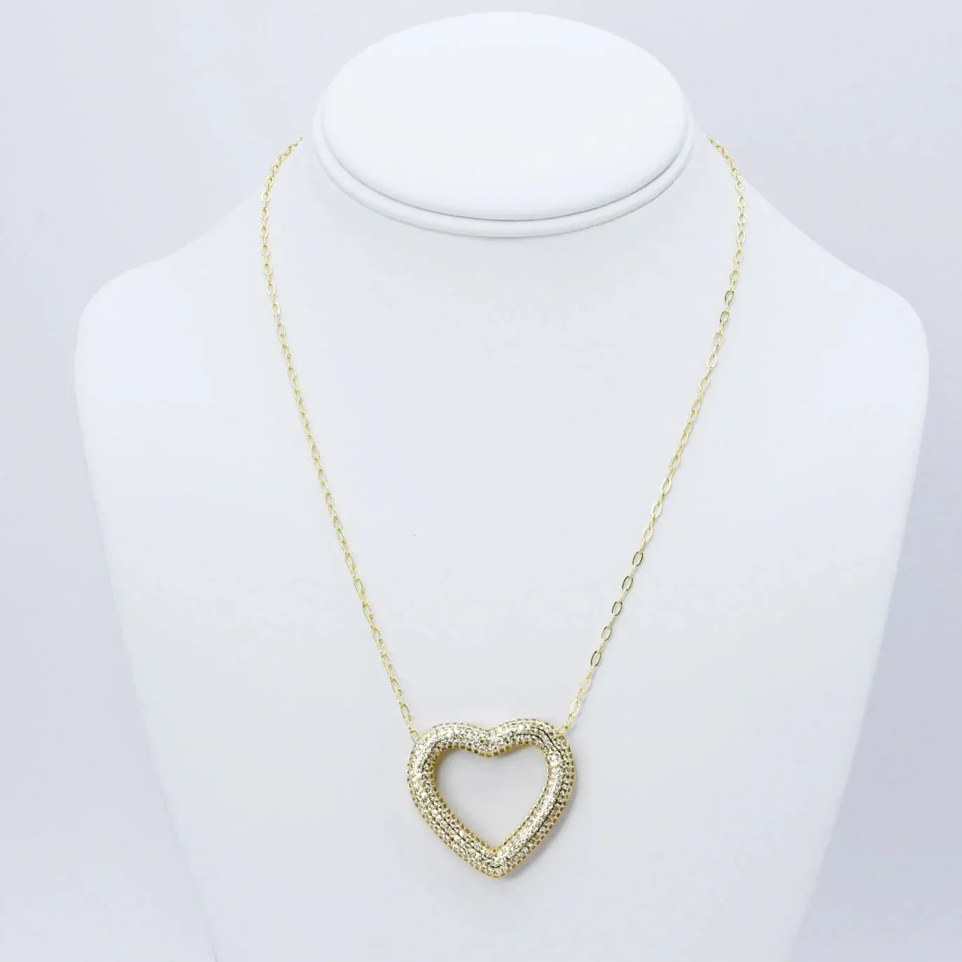 Treasure Jewels Heart Outline Gold Necklace