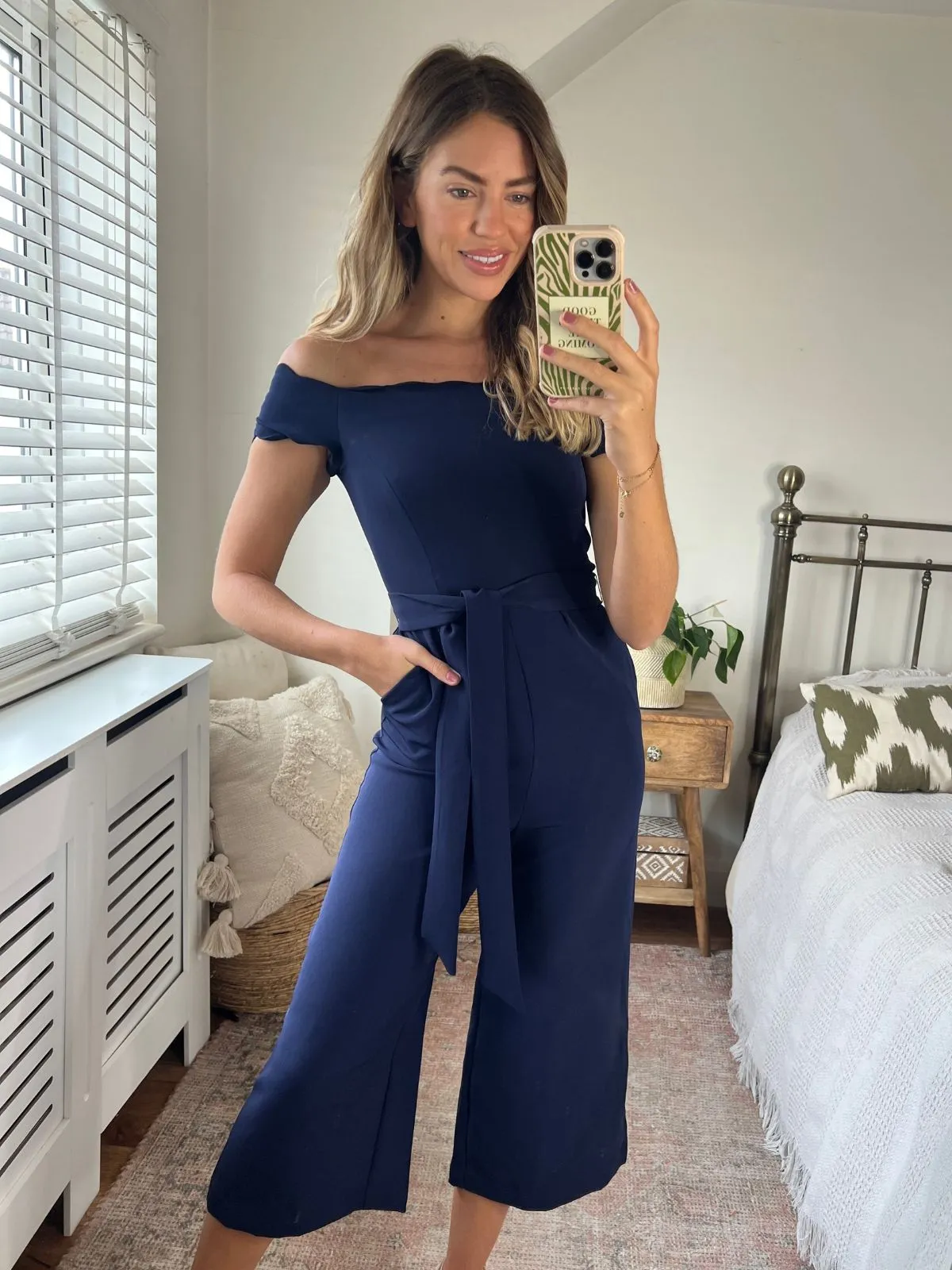 Verity Scallop Detail Jumpsuit / Navy