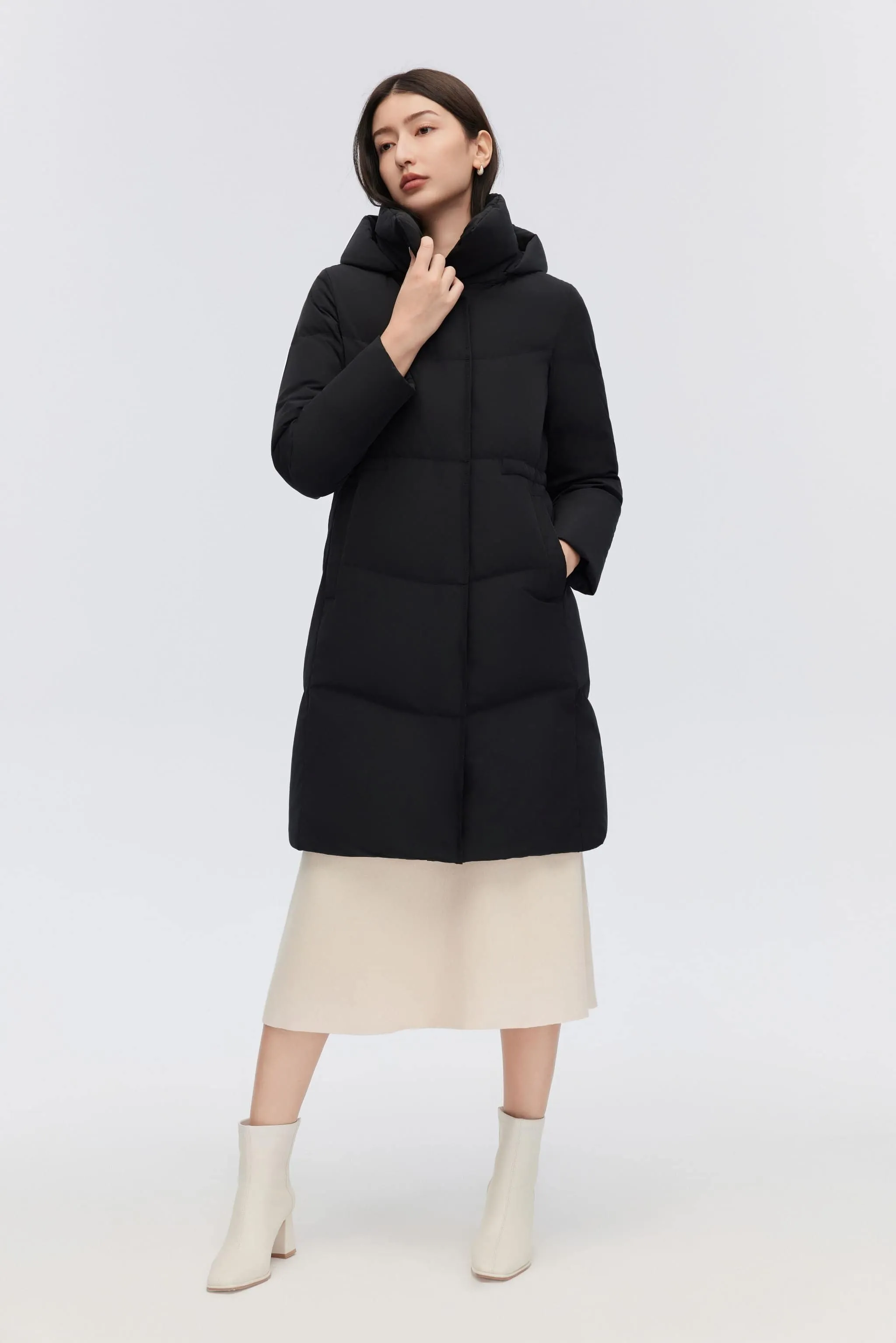 Women's Classic Business Knee Length Goose Down Coat