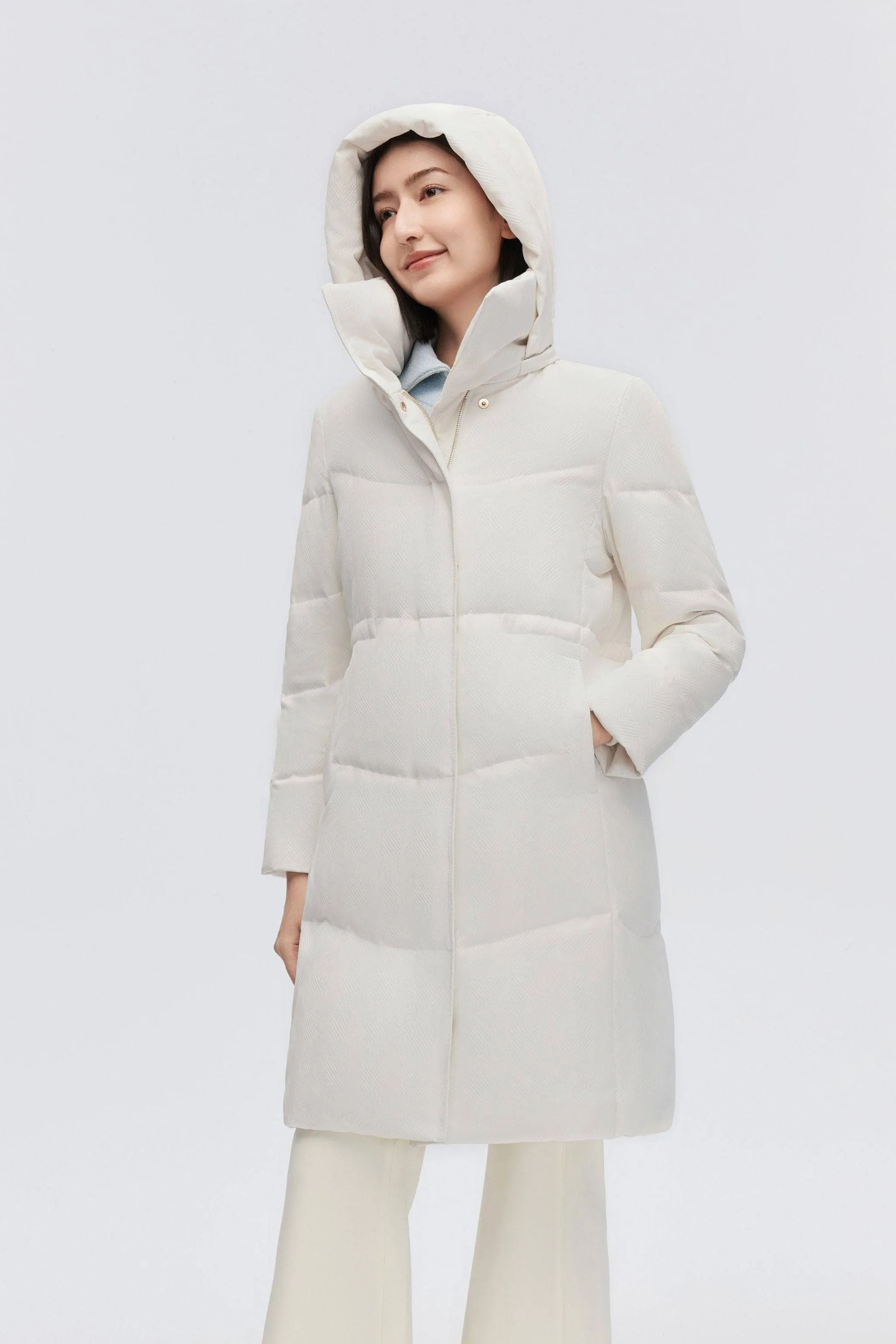 Women's Classic Business Knee Length Goose Down Coat