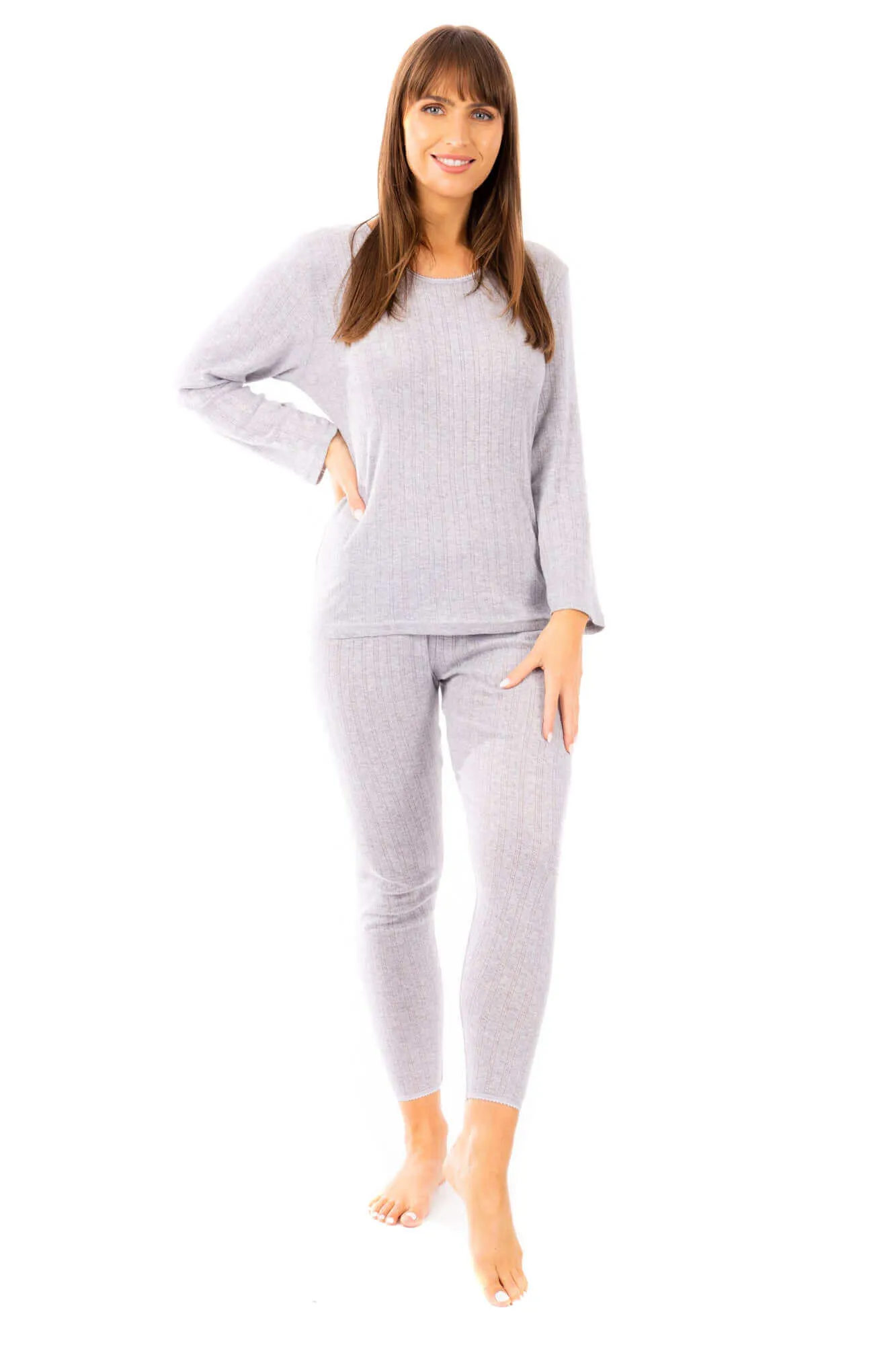 Women's Thermal Long Sleeve Top and Pants Set Winter Base Layers Warm Insulating Cotton Rich Fabric Sizes S to XXL Multiple Colors by Heatwave Thermalwear