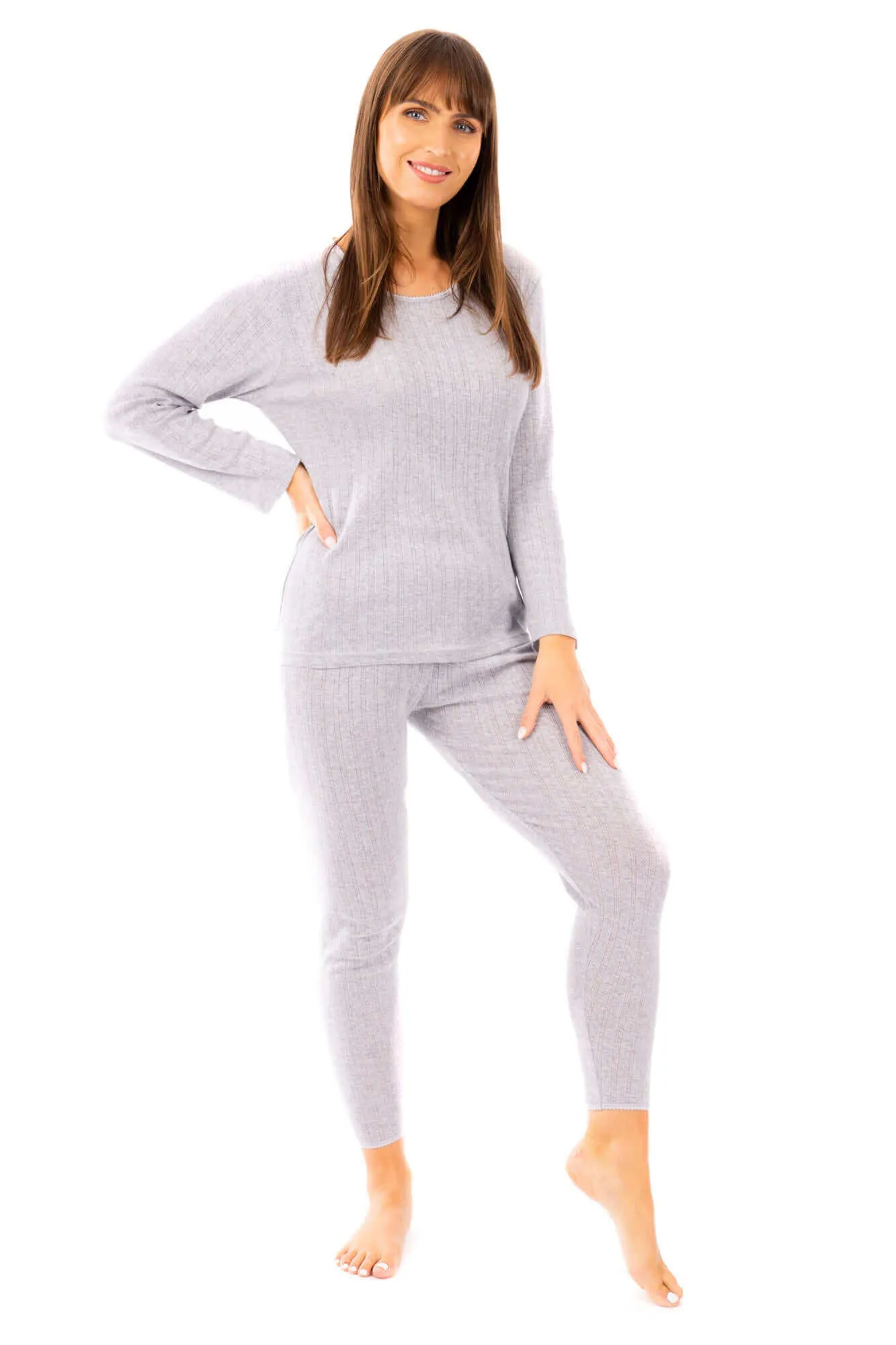 Women's Thermal Long Sleeve Top and Pants Set Winter Base Layers Warm Insulating Cotton Rich Fabric Sizes S to XXL Multiple Colors by Heatwave Thermalwear