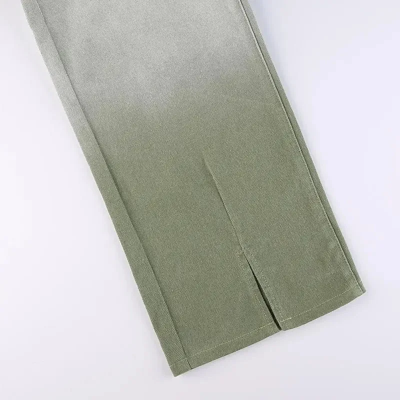 Y2K Green Gradient Loose Jeans