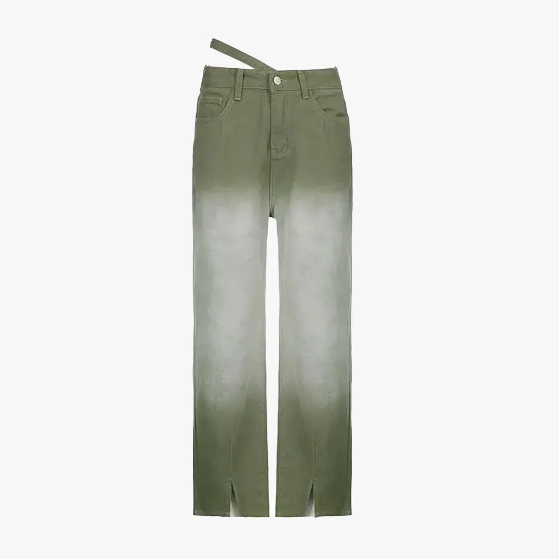 Y2K Green Gradient Loose Jeans